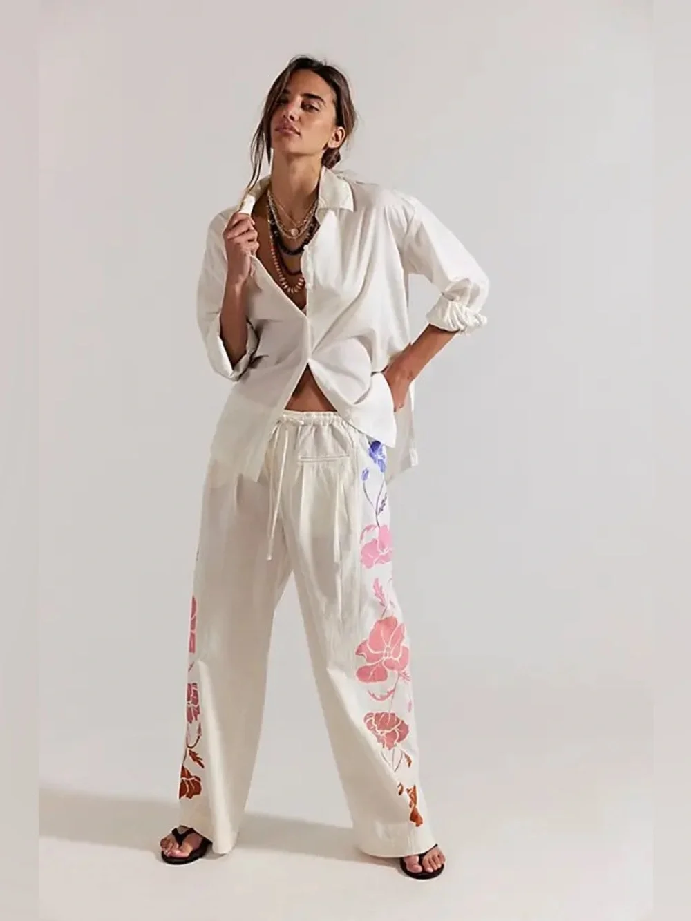🆕 Free People Hudson Canyon Side Printed Pull-On Pants Size Small Sunset Combo